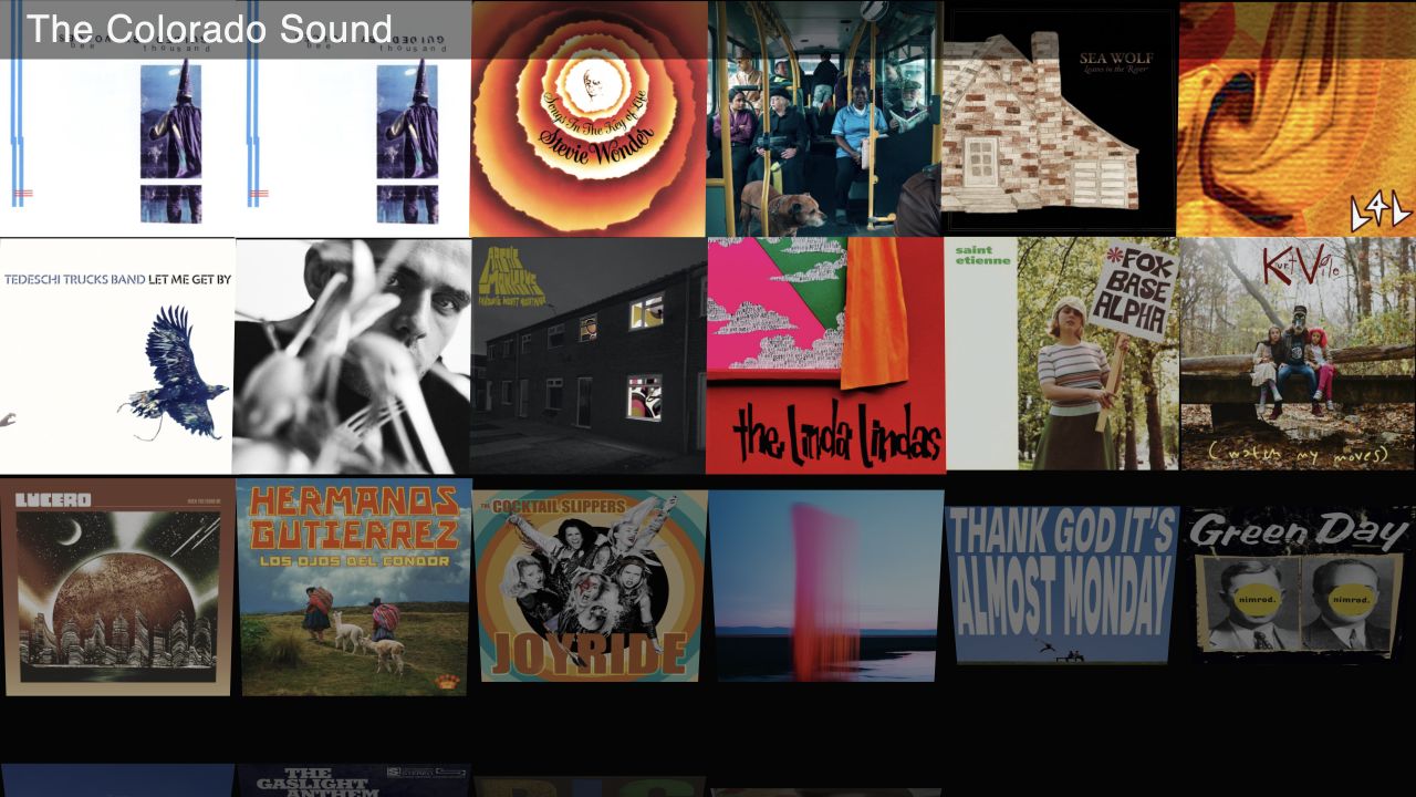 The Colorado Sound album cover wall with the station name overlay